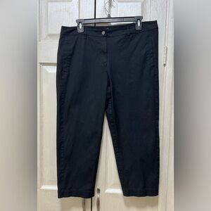 Eileen Fisher Women M Black Stretch Organic Cotton Cropped Pants
